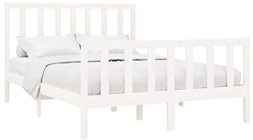 vidaXL Massivholzbett Bettgestell Lattenrost Doppelbett Bett Holzbett Bettrahmen Schlafzimmermöbel Schlafzimmerbett Weiß Kiefer 120x200cm