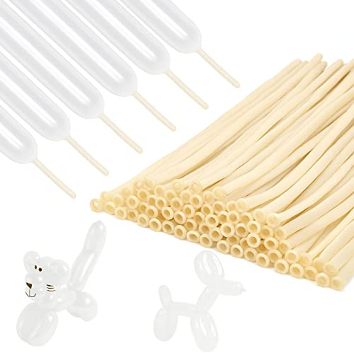 RUBFAC 260 Balloons Clear Long Skinny Latex Balloons, 100pcs Transparent Balloons for Twisting Animal, Balloons for Kids Party Garland Birthday Wedding Party Decorations
