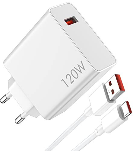 Cargador USB y Cable USB C para Redmi Note 14 Pro+ 13 Pro+ 12Pro+ 5G,120W 6A Turbo Carga Adaptador de Cargador y 1Metro Cable HyperCharge para Xiaomi 14T 13T 12Pro Xiaomi Poco F6Pro Black Shark 5 4