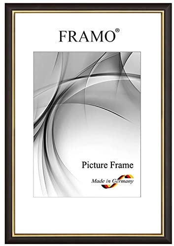 FRAMO Holz Bilderrahmen 37,5 x 98 cm aus Massivholz | Schwarz Gold | Farbe/Größe wählbar | Rahmen für Poster | Puzzle | Foto collage N°065