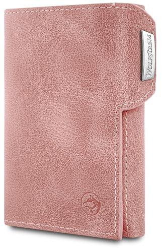 Wolfstrøm Slim Wallet 'Svente' I 11 Karten Mini Geldbörse mit Münzfach, RFID Blocker I Damen und Herren Portemonnaie Klein I Credit Card Holder Geldbeutel – Rosé