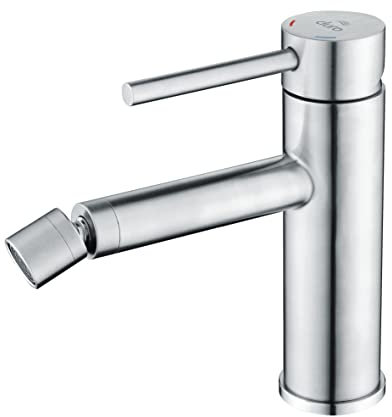 DURO Armatur Acero, für das Bidet, aus Gebürstetem Edelstahl, Wassersparend, Einhebel-Einloch-Wandbatterie mit Festem Auslauf und Beweglicher Strahlführung, Durchflussklasse A, Geräuschklasse II