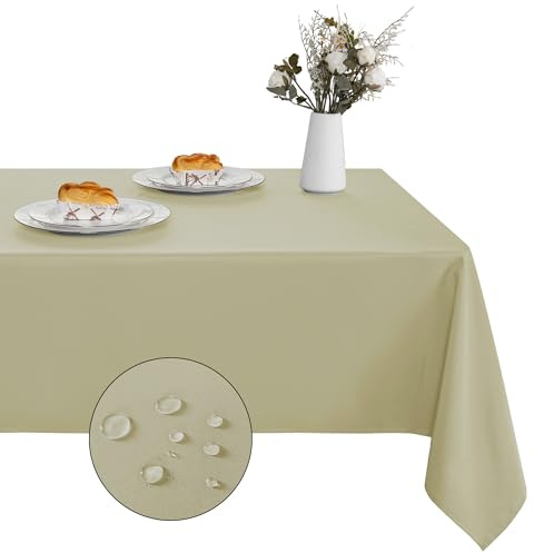 XWZO Tischdecke Abwaschbar, Tischdecke 130 x 130 cm, Fleckschutz Abwischbare Tischwäsche, Outdoor Tischdecken für Küche Party, Sand, 1 Stück
