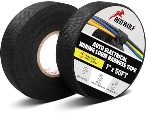 RED WOLF Gewebe Isolierband Kfz Kabel Klebeband Auto Elektrische Kabel Stoffband Selbstklebendes Mehrzweckfilzband 15m x 25mm 2 Stück