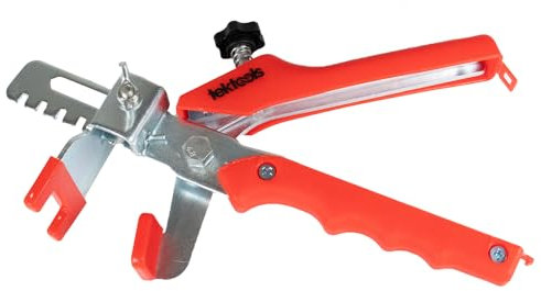 TekTools Tile Levelling Wedge Pliers - Tile Levelling Installation Tool (Red) for Wall, Floor, Ceramic, Stone Tiles. Tile Spacer Pliers - for Clip Wedges