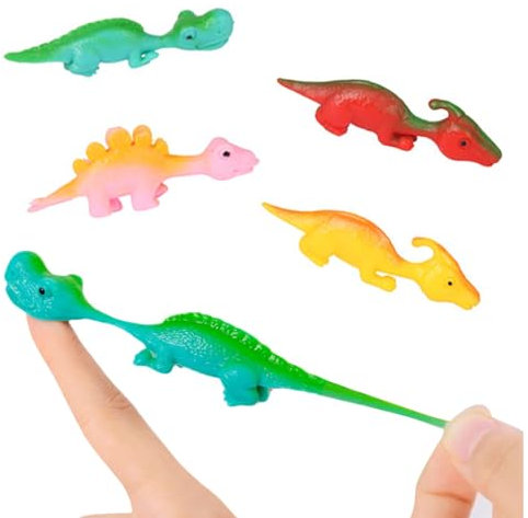 AWAVM Dinosaurier-Fingerspielzeug, Schleuder, Dinosaurier, ausziehbar, Mini-Figuren aus Gummi, Dinosaurier-Fingerspielzeug, Slingshot, lustige Geschenke (20 Stück)