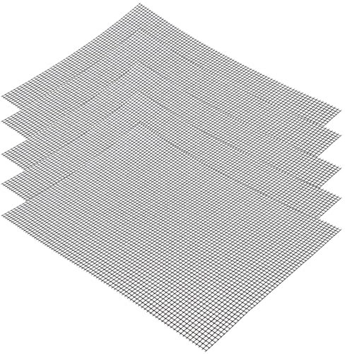 5 Pezzo Set di BBQ Grill Mesh, Grill Mesh Tappetino Antiaderente, Tappetino per Griglia in Rete di Teflon 42 x 36 cm, Riutilizzabile, Carbone, Grill Elettrico, Forno, Cottura