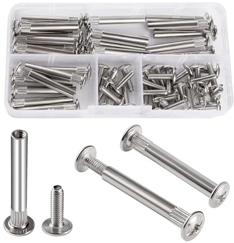 VooGenzek 30 Stücke Φ5mm Hülsenschrauben mit M4 Schrauben, Verbindungsschraube Möbelschrauben, Verbinder für Möbel Binding Schrauben, Stahl vernickelt Verbindungsschrauben, für Schränken, 36-45 mm