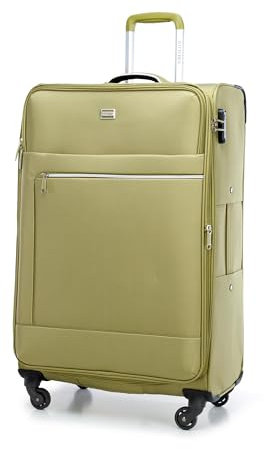 WITTCHEN MIRA Line Großer Koffer Gepäck Weichgepäck Trolley Reisekoffer Rollkoffer aus Polyester Tragegriff Teleskopgriff Vier Lenkrollen TSA Kombinationschloss Größe L Grün