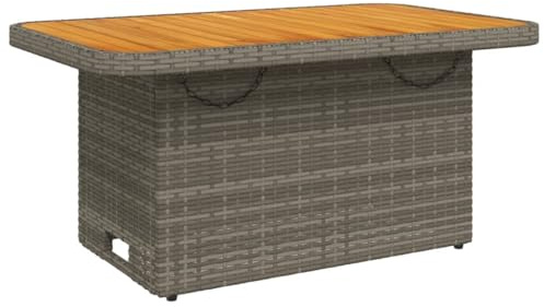 vidaXL Gartentisch Grau 90x55x71 cm Poly Rattan und Akazienholz
