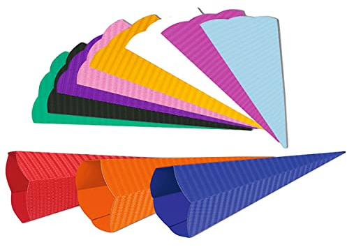 alles-meine.de GmbH Zuckertüte - Rohling aus 3-D Wellpappe - grün/dunkelgrün - 33-100 cm - Größe wählbar - mit/ohne Kunststoff Spitze - Schultüte zum selber Basteln - 6 eck..