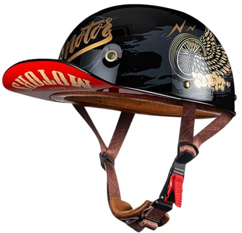 Moto Casquette De Baseball Demi-Casques De Moto Scooter Cyclomoteur Casques À Face Ouverte Hommes Et Femmes Casque Mobylette Moto Bols ECE Homologué Vintage Casque Jet