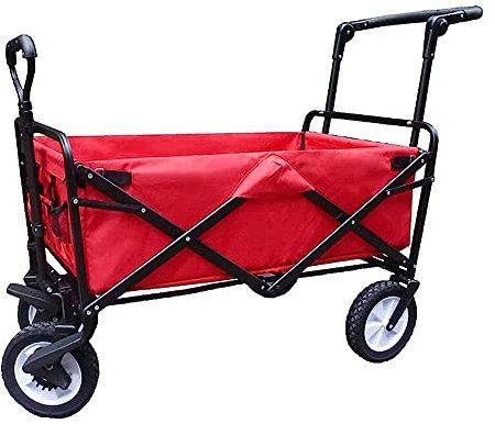 CCYENG Wäschewagen, Handwagen, tragbarer, zusammenklappbarer Gartenwagen, robuster Trolley, Multifunktions-Einkaufswagen für Outdoor-Camping, Strand, Ziehwagen mit 4 R