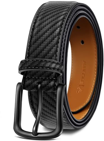 BULLIANT Gürtel Herren, Ledergürtel Herren-gürtel für Jeans,31mm Breit Gürtel,Größe Fest(Schwarz,135cm/46-48 taille verstellbar)