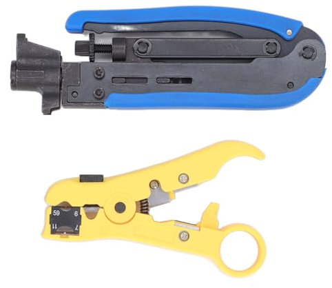 ANKROYU Crimpzange, Stahl-Crimpzangen-Set, Abisolierzange, verstellbares tragbares Koax-Abisolierer-Crimper-Werkzeug-Set für Kabelmodems