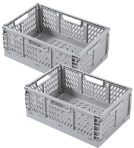 TAIHE 2 Stück Klappkiste Plastik Klappkorb, Faltbare Kunststoff Aufbewahrungsbox, Klappbox Klein (22*15*9cm), Tragbar Aufbewahrunskisten Stabil Klappboxen, für Zuhause, Büro, Geschäft, Schule