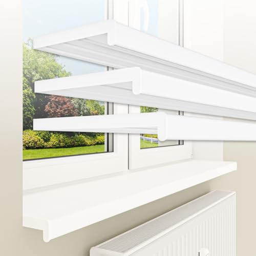 HEXIM Fensterbank bis 3 Meter Fensterbrett 25 x 160 cm (matt) weiß Kunststoff PVC innen Innenfensterbank matt oder glanz DIN EN 13501-1 inkl. Seitenabschluss
