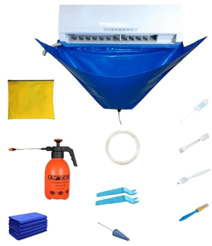 NTDMSFWM Kit de Nettoyage Mini-Split for climatiseur Sac de climatiseur Mural étanche Housse de Nettoyage de climatiseur Sac de Lavage de climatiseur avec Brosse de Nettoyage de Bobine de Tuyau
