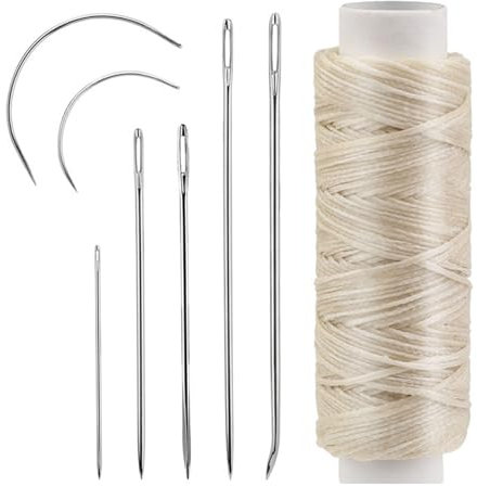 Juego de 10 agujas de coser de cuero, agujas de tapicería, agujas curvadas, agujas de bordar, agujas de coser a mano de cuero para manualidades