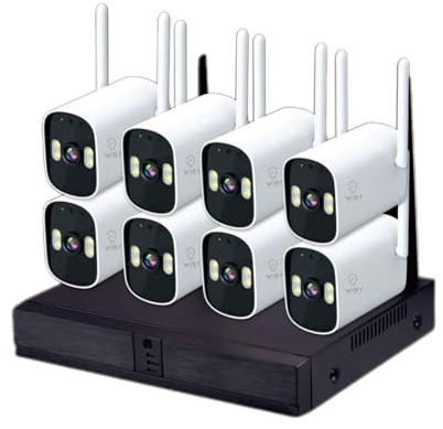 Wiby Kit Videosorveglianza Wi-Fi 10 Canali 5MP NVR + 8 Telecamere 4MP | Audio a 2 Vie | Rilevamento Persone/Veicoli | Visione Notturna IR 100 ft/30m | Hard Disk 1TB | Compatibile con Alexa