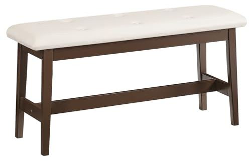 HOOBRO Dining Bench, Bamboo Dining Room Bench with PU Leather Upholstered Seat, for Kitchen, Living Room, Hallway, Kitchen, Entryway, Beige and Brown CE13CD01