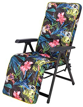 Bjird Liegenauflage 160x50x8 cm - Auflage für Gartenstuhl mit Fußstütze, Gartenliege und Liegestuhl – Wasserabweisend, UV-beständig, mit Bindebändern und Gummibefestigung - 160 x 50 cm, Bunte Blätter