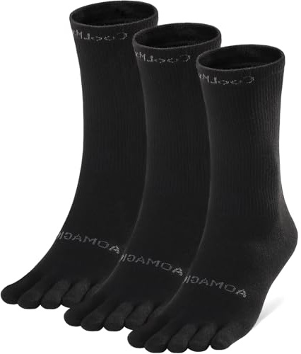 likloks Calcetines de Dedo para Hombre y Mujer – Calcetines Deportivos para Correr y Senderismo, Tipo Crew – Cómodos, Suaves y Transpirables, Negro - L