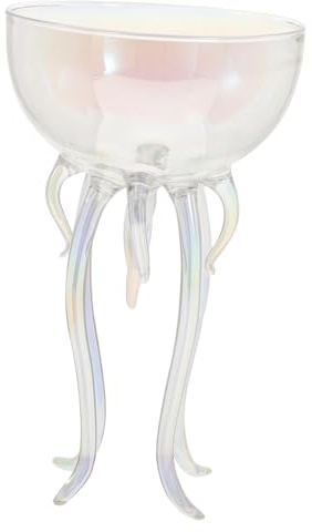 TEHAUX Creative Octopus Jellyfish Shaped Cocktail Glass Goblet Transparent Wine Cup for Bar Party Home Use Unique Fashionable Drinking Glass