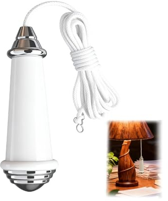 Piaeny Bathroom Light Pull Cord Switch, Pull Cord Handle, 1.5m White Nylon Cord, 45g Lightweight, Easy to Install White Aluminum Alloy Handle for Bathroom Lighting Control Ceiling Lights Fan Switch