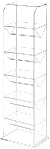 wonido Acryl-Glas CD/DVD Ständer – Transparent, H101 × B20 × T20 cm – 6/5 / 4 mm Stärke, Regal für ca. 75 CD- oder DVD-Hüllen aus klarem Acryl