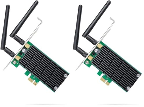 TP-Link Archer T4E - Adaptador WiFi AC1200 de Sobremesa PCI Express, Tarjeta de Red, 867 Mbps en 5 GHz, 300 Mbps en 2.4 GHz, 2 Antenas Desmontables, para Raspberry Pi, PC (Paquete de 2)