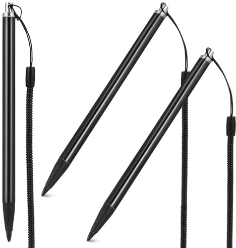 Zerodeko Penna Stilo Resistiva per Schermo Touchscreen 3 Pezzi con Cordino a Molla Anti-smarrimento per Navigatori, Tablet e Pos, Penna Touch per Uso Industriale e Ragazzo Ragazza