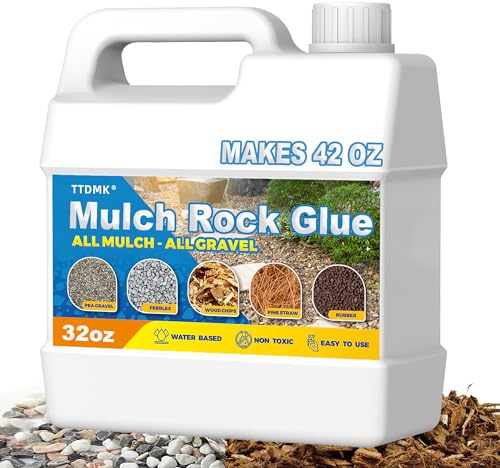 Mulch Glue for Landscaping, 32oz Rock Glue for Landscaping, Garden Anchor Adhesive for Stone, Pebble & Gravel, Rain Resistant Clear Finish, Pet Safe & Environmentally Friendly, Long Lasting Results