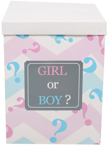 Generico Scatola Rivelatrice per Shower Palloncini, Contenitore Pieghevole in Carta 30x30x40 Cm, Decorazione Portatile per Festa di Nascita Maschio o Femmina