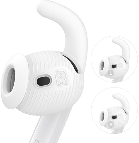 Gcioii 4 par för AirPods 4 öronspetsar krokar skydd [tillagd förvaringspåse] förbättrade brusreducerande öronsnäckor halkfria tillbehör kompatibla med Apple AirPods 4:e generationen (liten + stor)