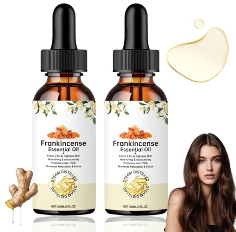 2 Stück Weihrauchöl,Weihrauch Ätherisches Öl,Frankincense Essential Oil für Haar,Haut,Körper,Duftöl für Diffuser und Haut,Strafft & Hebt Die Haut Deep Nourishing,Hautpflege,Haarpflege