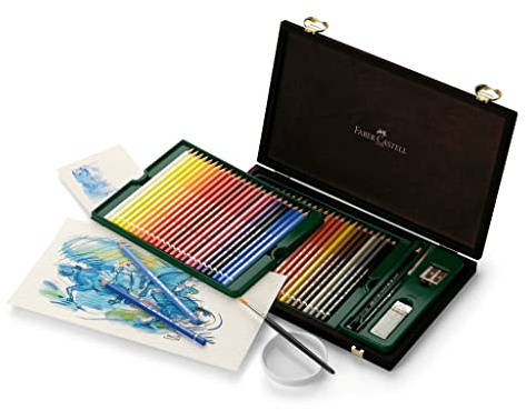 Faber-Castell 117506 Albrecht Dürer Matite Acquerellabili, Scatola in Legno con 48 Matite Colorate Professionali con Mina da 3,8 mm, Include Pennello, Temperino e Gomma