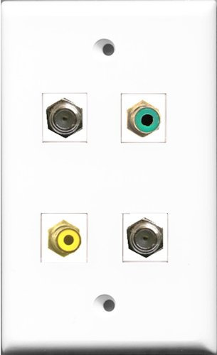 RiteAV 1 Porta RCA Giallo e 1 Porta RCA Verde 2 Porte Cavo coassiale TV - Tipo F