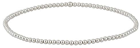 Silverly Stretch-Perlenarmband aus 925er Sterlingsilber | Freundschaftsarmbänder mit Polierten Kleinen Kugelperlen für Damen | Stapelbare Elastische Schnurarmbänder für Teenager-Mädchen