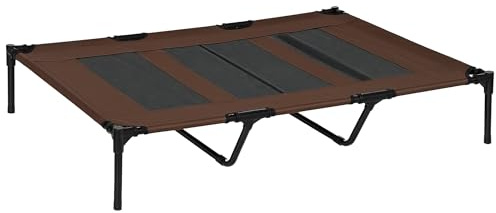 PawHut Hundebett Outdoor Hundeliege Outdoor Katzenbett Haustierbett Schlafplatz Metall Oxford-Gewebe Kaffee-Braun 122 x 92 x 23 cm