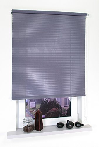 Kettenzugrollo Seitenzugrollo Tür Fenster Rollo Gemustert Dekor Breite 62 bis 202 cm Länge 180 cm Sonnenschutz Sichtschutz Blendschutz Stoff Vorhang mit Motiv (132 x 180 cm, Streifen Dunkelgrau)