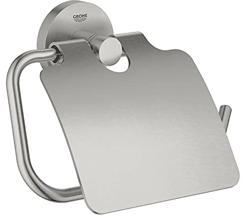 Grohe Essentials WC-Papierhalter mit Deckel, supersteel, 1 Stück, 40367DC1