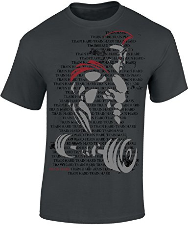 Baddery Herren T-Shirt - „Train Hard Spartan“ | Sparta Krieger Motiv - Baumwollshirt Männer Freizeitshirt Streetwear