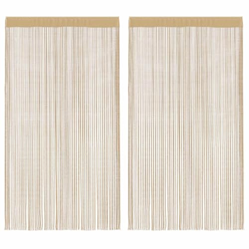vidaXL 2 x tenda a fili separatore di stanze, tenda da porta, tenda da finestra, vetrina, soggiorno, camera da letto, interno, 140 x 250 cm, beige