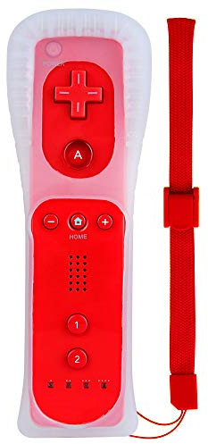 Cosaux FM02 Télécommande pour Nintendo Wii et Wii U avec étui en silicone et dragonne Rouge