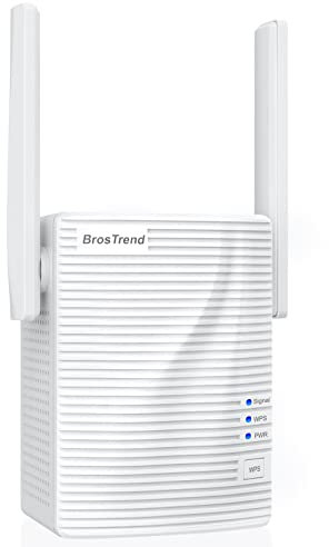 BrosTrend Ripetitore WiFi Potente per Casa, AC1200 WiFi Extender Dual Band Amplificatore Segnale Wi-Fi, 1 Porta LAN Potenziatore Segnale Wi-Fi Compatibile con Tutti i Modem Router Inclusi Fibra e ADSL