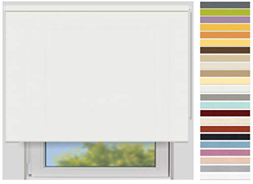 EFIXS Sichtschutzrollo Maxi - 32 mm Welle - Breiten: 40-240 cm - Höhen bis 240 cm - Hier: 140 cm x 240 cm (Stoffbreite x Höhe) - Weiss (4905) - lichtdurchlässig - Blickdicht
