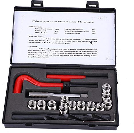 Gewindereparatursatz Metrisch M12x1,25mm Edelstahl Reparaturset Spiralbohrer Inbusschlüssel Gewindebohrer für beschädigte Gewinde - Professionelle Werkzeuge