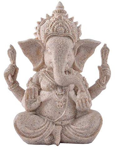 Uziqueif Ganesha-Buddha-Figur - Handgefertigte Sandsteinskulptur mit Elefant