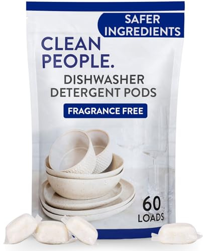 Clean People All Natural Dishwasher Pods - Plant-Based Dishwasher Detergent Pods - Cuts Grease & Rinses Sparkling Clean - Residue-Free - Fragrance Free Dishwashing Pods - Unscented, 60 Pack